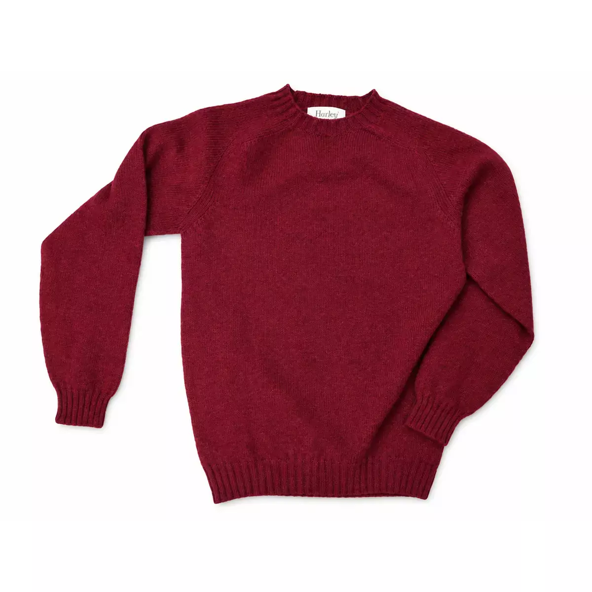 Harley of Scotland Brushed Wool Pullover Herren Maroon